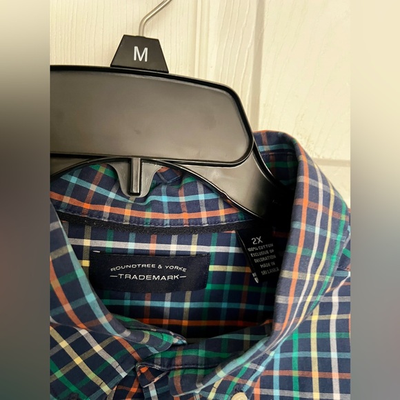 Men’s Roundtree & Yorke sz. XXL long sleeve button down shirt plaid - Picture 4 of 4